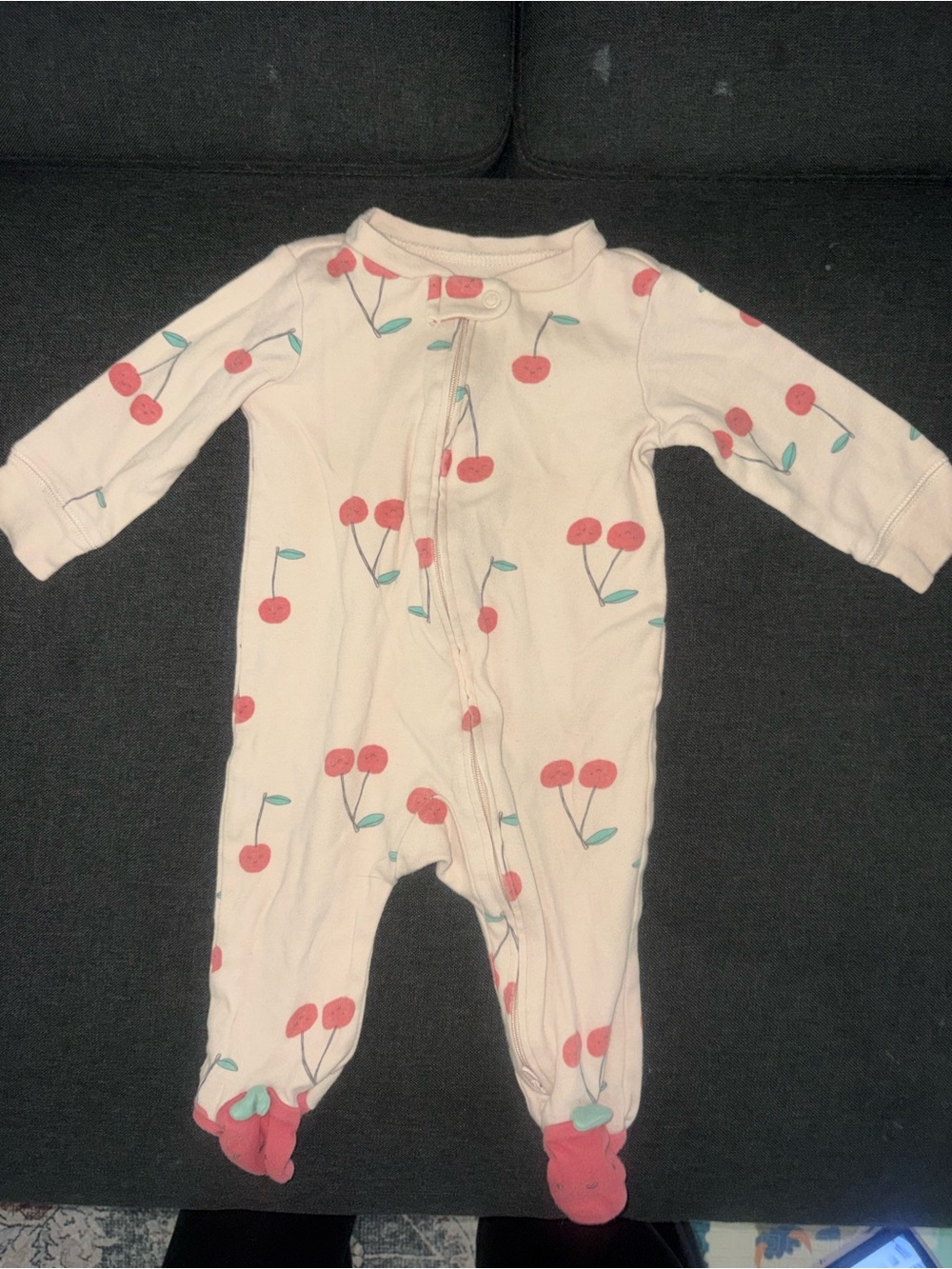 Carter's Cream Footed One-Piece with Cherry Print